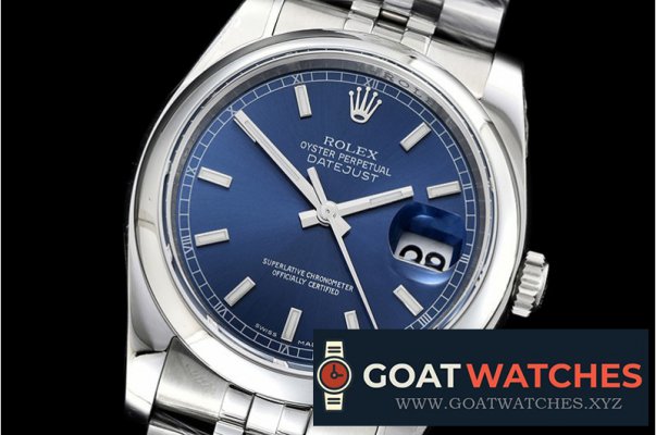 Rolex - DJ 36mm Jub Dome 904L SS/SS Blue Sticks ARF A3135