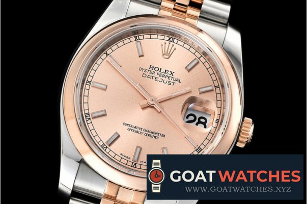 Rolex - Datejust 36mm Smt RG/SS Rose Gold/Stk ARF Asia SH3135