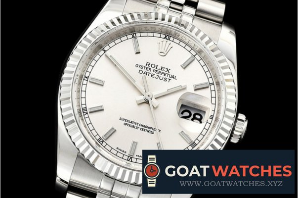 Rolex - DJ 36mm Jub Flt 904L SS/SS Silv Wht/Stk ARF A3135 Mod