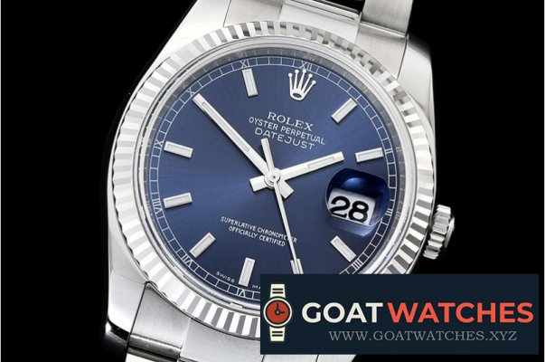 Rolex - DJ 36mm Oyst Flt 904L SS/SS Blue/Stk ARF A3135 Mod