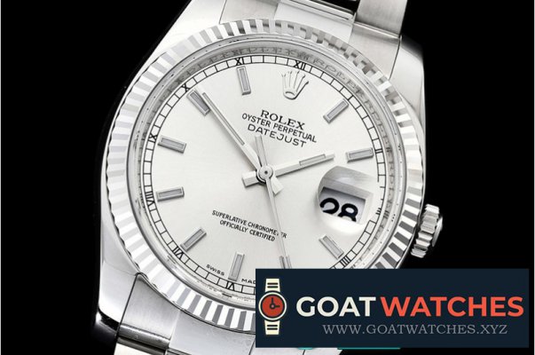 Rolex - DJ 36mm Oyst Flt 904L SS/SS Silv Wht/Stk ARF A3135 Mod