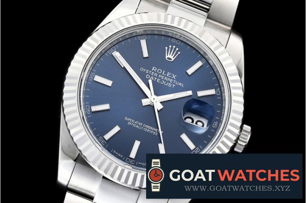 Rolex - DJ2 41mm Oyst Flt 904L SS/SS Blue/Stk ARF Asia 2824