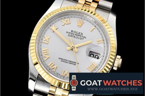 Rolex - DJ 36mm Jub Flt 904L Wrapped YG/SS Wht/Rmn GMF A3135