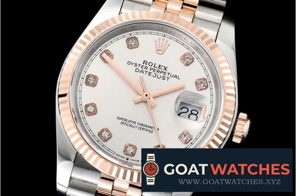 Rolex - DateJust 36mm Jub Flt 904L RG/SS S Wht/Diam GMF A2836