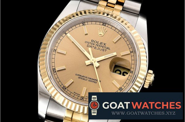 Rolex - DJ 36mm Jub Flt 904L YG/SS Gold ARF A3135 Mod