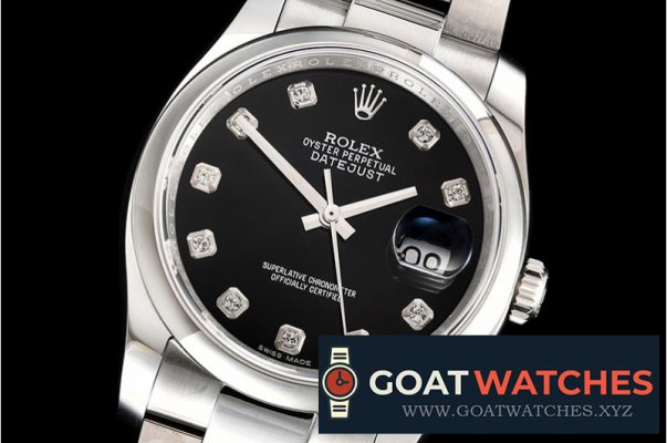 Rolex - DateJust 36mm Oyst Dm 904L SS/SS Blk/Diam GMF SA3135