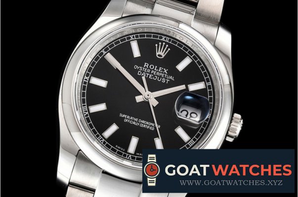 Rolex - DateJust 36mm Oyst Dm 904L SS/SS Black/Stk GMF SA3135