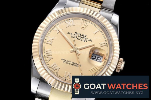 Rolex - DJ 36mm Oyst Flt 904L Wrp YG/SS Gold/Rmn GMF A2824