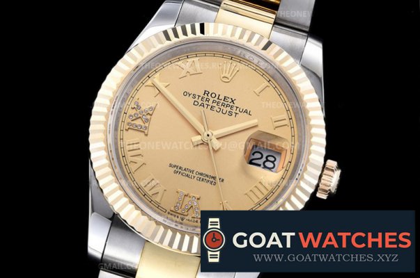 Rolex - DJ 36mm Oyst Flt 904L Wrp YG/SS Gold/Rmn Dm GMF A2824