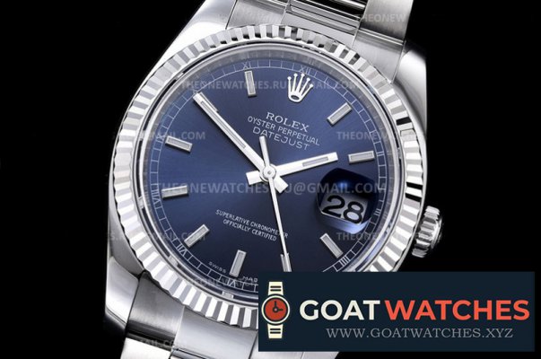 Rolex - DJ 36mm Oyst Flt 904L SS/SS Blue/Stk ARF V3 A3135 Mod