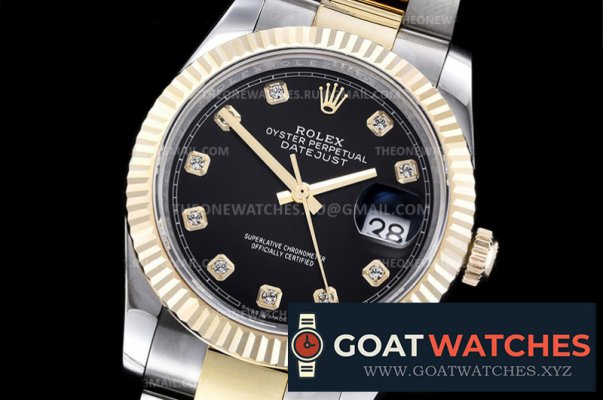 Rolex - DJ 36mm Oyst Flt 904L Wrp YG/SS Black Diam GMF A2824