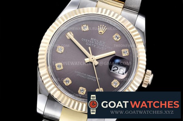 Rolex - DJ 36mm Oyst Flt 904L Wrp YG/SS Grey Diam GMF A2824