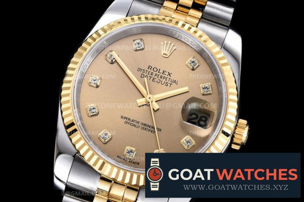 Rolex - Datejust 36mm Jub Flt YG/SS Gold Diams A8F A2824