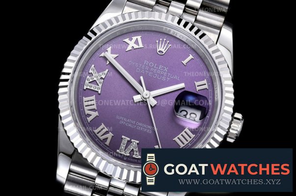 Rolex - DJ 36mm Jub Flt 904L SS/SS Purp Rmn GMF A3235