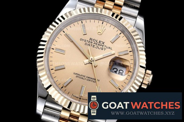 Rolex - DJ 36mm Jub Flt Wrp YG/SS Gold Stk GMF A3235