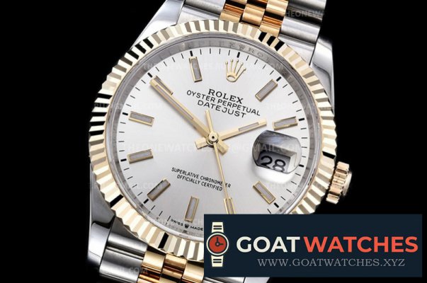 Rolex - DJ 36mm Jub Flt Wrp YG/SS Silv Wht Stk GMF A3235