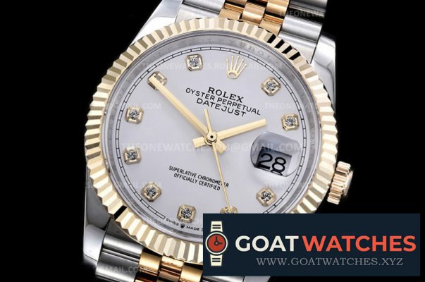 Rolex - DJ 36mm Jub Flt Wrp YG/SS Wht Diam GMF A3235