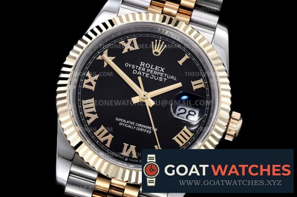 Rolex - DJ 36mm Jub Flt Wrp YG/SS Black Rmn GMF A3235