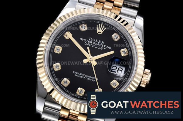 Rolex - DJ 36mm Jub Flt Wrp YG/SS Black Diam GMF A3235