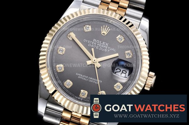 Rolex - DJ 36mm Jub Flt Wrp YG/SS Grey Diam GMF A3235