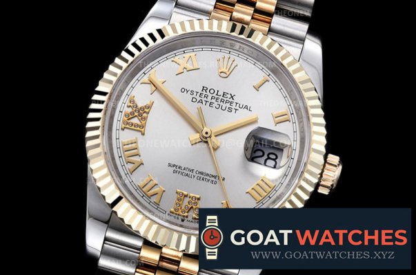 Rolex - DJ 36mm Jub Flt Wrp YG/SS Silv Wht Rmn GMF A3235