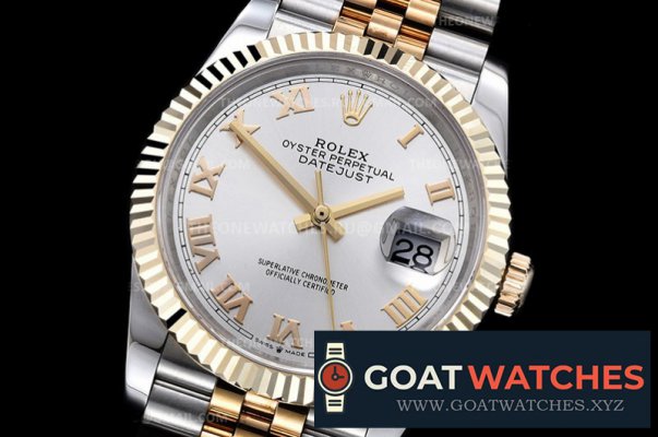 Rolex - DJ 36mm Jub Flt Wrp YG/SS Silv Wht Rmn GMF A3235