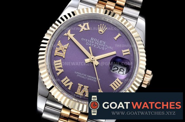 Rolex - DJ 36mm Jub Flt Wrp YG/SS Purple Rmn GMF A3235