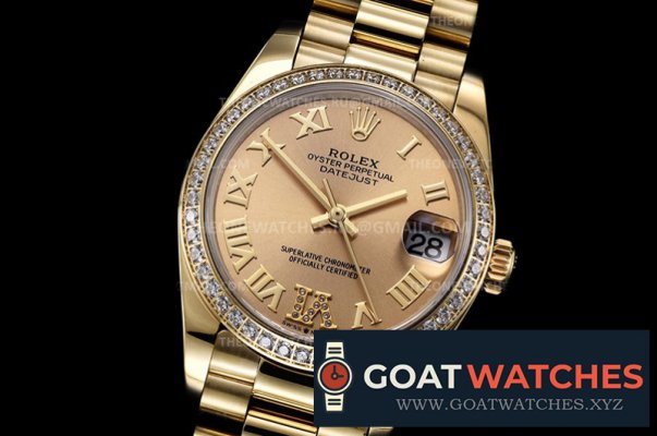 ROLEX - DATEJUST - LADY 31mm Pres Diam YG/YG Gold Rmn BP A2824