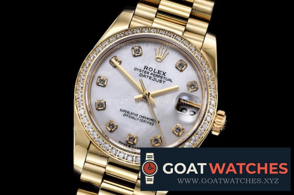 ROLEX - DATEJUST - LADY 31mm Pres Diam YG/YG Wht MOP Diam BP A2824