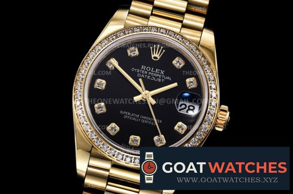 ROLEX - DATEJUST - LADY 31mm Pres Diam YG/YG Blk Diam BP A2824