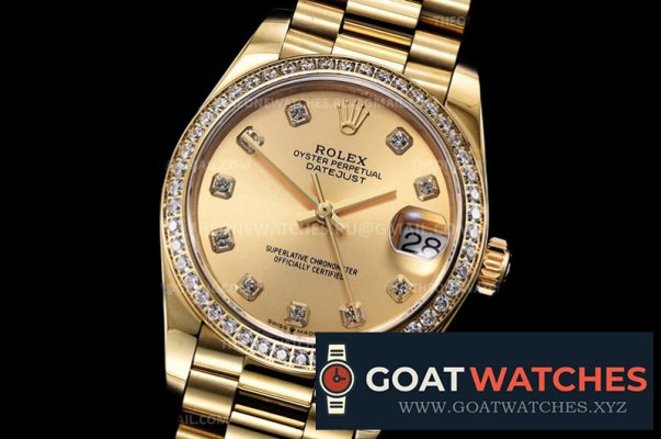 ROLEX - DATEJUST - LADY 31mm Pres Diam YG/YG Gold Diam BP A2824