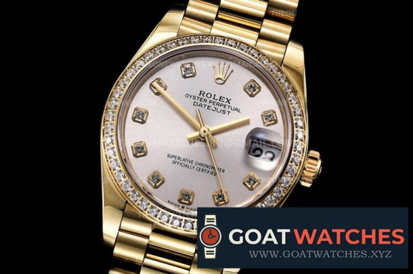 ROLEX - DATEJUST - LADY 31mm Pres Dm YG/YG Silv Wht Diam BP A2824