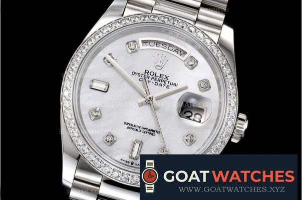 Rolex - DayDate 36mm Dia Pres SS/SS Wht MOP Diam EWF A3255 Mo