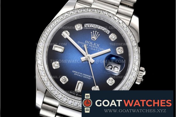 Rolex - DayDate 36mm Dia Pres SS/SS G-Blue Diam EWF A3255 Mod