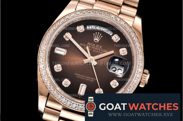 Rolex - DayDate 36mm Dia Pres RG/RG G-Brown Diam EWF A3255 Mo