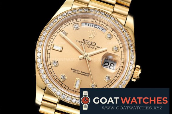 Rolex - DayDate 36mm Dia Pres YG/YG Gold Diam EWF A3255 Mod