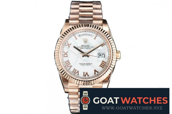 Rolex - DayDate 40mm Pres Flt RG/RG Wht/Rmn GMF V3 A2836