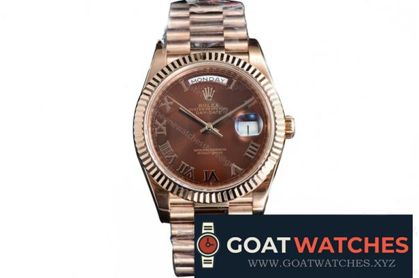 Rolex - DayDate 40mm Pres Flt RG/RG Brown/Rmn GMF V3 A2836