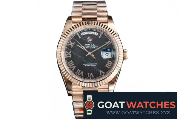 Rolex - DayDate 40mm Pres Flt RG/RG Blk/Rmn GMF V3 A2836