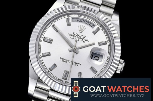 Rolex - DayDate 228206 Flt SS/SS Silv Wht Diam BP Swiss 2836