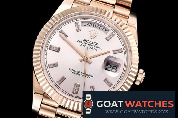 Rolex - DayDate 40mm Flt RG/RG Rose Gold Baug. Diam BP A2836