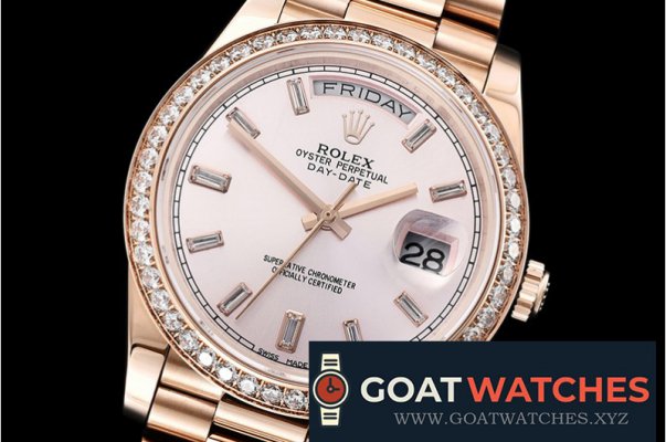 Rolex - DayDate 40mm Diam RG/RG Rose Gold Baug. Diam BP A2836