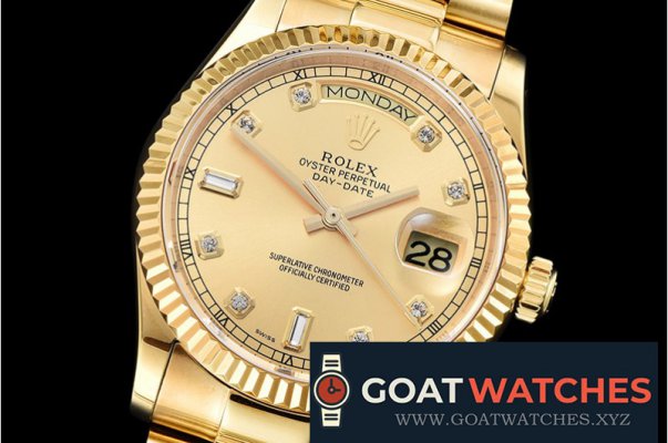 Rolex - DayDate 36mm Flt YG/YG Wrap Gold Diam BP Swiss 2836