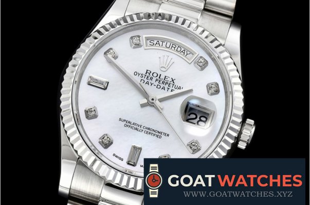 Rolex - DayDate 36mm Flt SS/SS White MOP Diam BP Swiss 2836