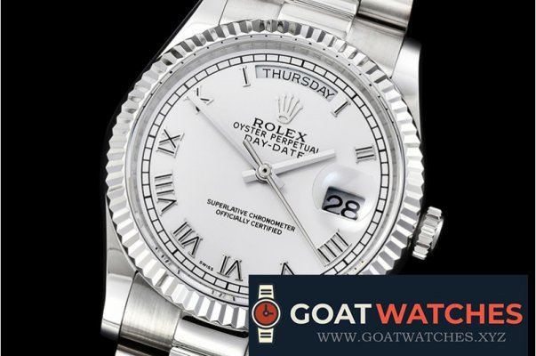 Rolex - DayDate 36mm Flt SS/SS White Diam BP Swiss 2836