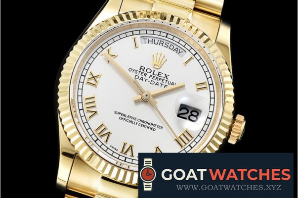 Rolex - DayDate 36mm Flt YG/YG White Roman Num BP Swiss 2836