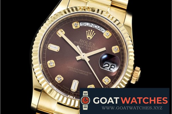 Rolex - DayDate 36mm Flt YG/YG Brown Diam BP Swiss 2836