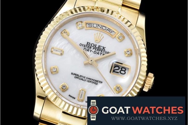 Rolex - DayDate 36mm Flt YG/YG White MOP Diam BP Swiss 2836