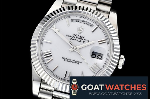 Rolex - DayDate 40mm Flt SS/SS Pearl Wht Roman BP Swiss 2836