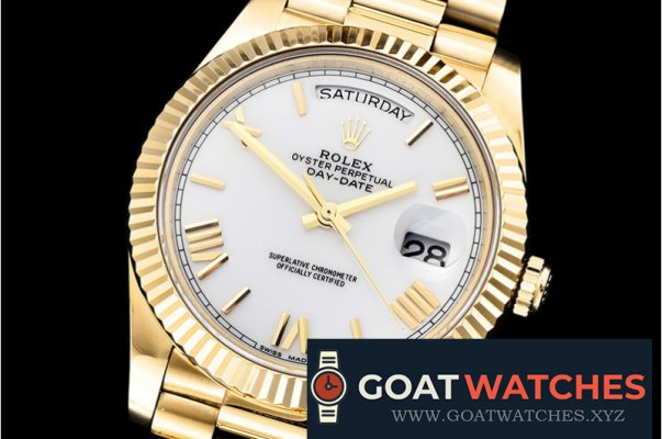 Rolex - DayDate 40mm Flt YG/YG Pearl Wht Roman BP Swiss 2836